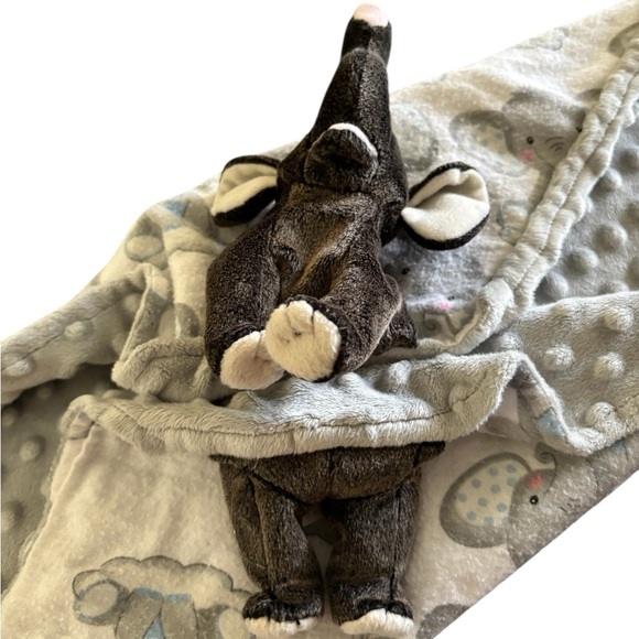 Pro Goleem Elephant Infant Baby Security Lovey Blanket Gray Flannel/Plush 17.5” - Picture 3 of 4